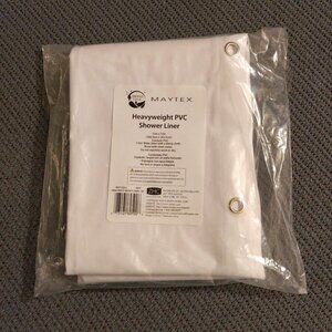 Maytex 10-Gauge Heavyweight Shower Curtain Liner White PVC Metal Grommets